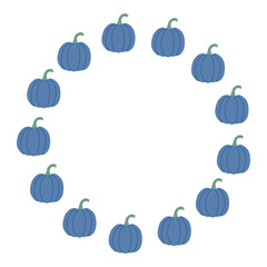 Pumpkin circle frame. Cozy autumn pumpkins. Vector flat illustration isolated on a white background