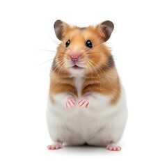 Adorable syrian hamster standing on its hind legs with front paws held delicately