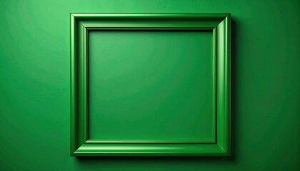 Fototapeta premium Empty green picture frame on a green background