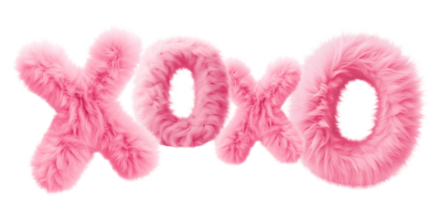 Xoxo word sticker png element, editable  fluffy pink font design