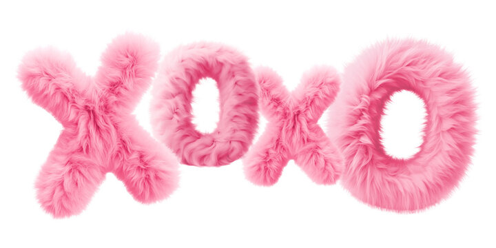 Xoxo word sticker png element, editable  fluffy pink font design