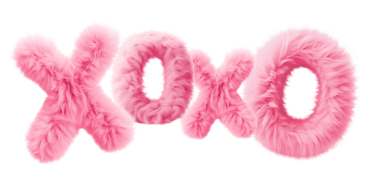 Xoxo word sticker png element, editable  fluffy pink font design