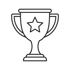 Trophy cup icon with star for winner achievement and champion award representing victory success and first place prize in sport competition