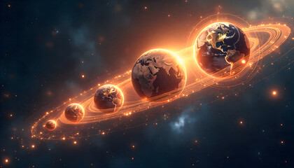 Planets in the cosmos: A stunning image of planets in a mesmerizing cosmic display, showcasing the vastness and beauty of the universe.
