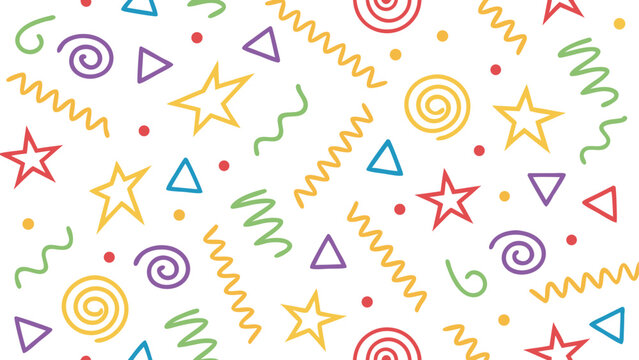 Colorful abstract shapes and confetti pattern vector