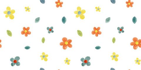 Watercolor Back to School seamless pattern with colorful school tools – backpack, pencils, books, ruler, scissors. Hand-drawn design for education, classroom materials, fabric design and more. 