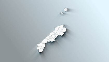 Modern Map of Shimane Japan Prefecture with Borders