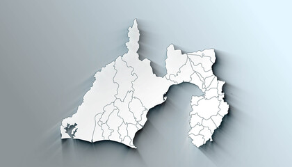 Modern Map of Shizuoka Japan Prefecture with Borders
