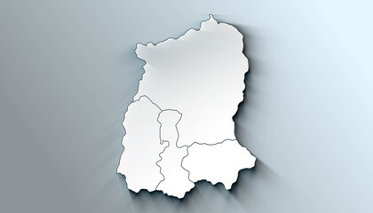 Minimalist 3D map of Sikkim A districts of India with Borders