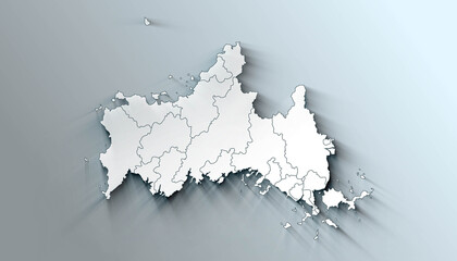 Modern Map of Yamaguchi Japan Prefecture with Borders
