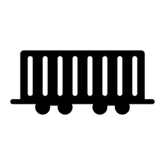 Train car with a white background. The train car is long and has many windows