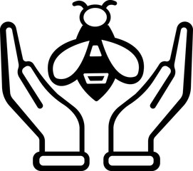 Bee icon. Symbol silhouette of a honey bee sign. Vector illustration in flat style.A simple bee animal outlines silhouette art & Black bee design vector illustration. Flying insect with striped .