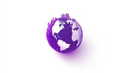 Earth globe, 3D, data visualization, purple