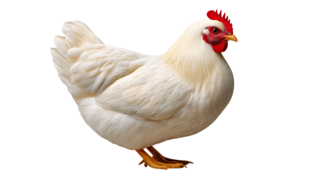 White chicken isolated on transparent background