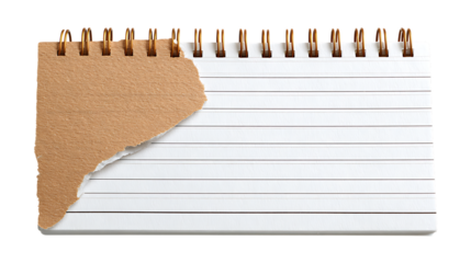 Torn notebook page isolated on transparent background