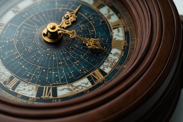 Fototapeta premium Close-up of a decorative clock face. Antique-style clock with intricate celestial map