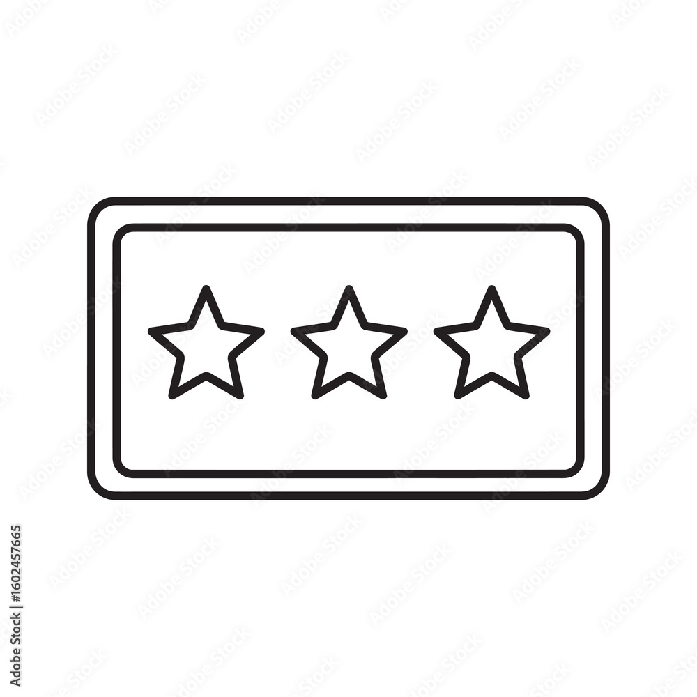 Poster three star rating icon for customer feedback and product review quality evaluation and satisfaction 