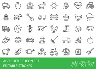 Agriculture icons compilation set.  Vector art simple illustration icon set for web, t-shirt design, other graphic design use