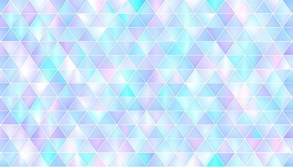 Fototapeta premium Holographic Triangle Grid Seamless Pattern with Neon Gradient