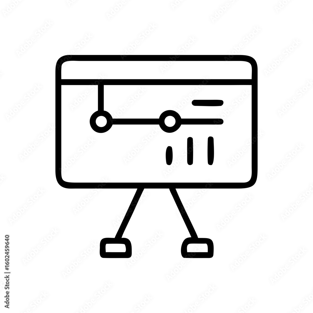 Poster presentation board with graph line illustration in minimalist style