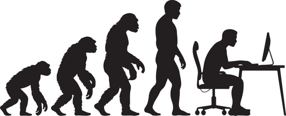 Silhouette of theory of evolution of man