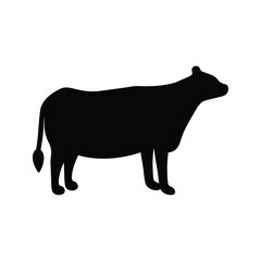 Cow icon. Simplified representation of a dairy cow, a staple in agricultural imagery, associated with milk and beef production. Ideal for agricultural businesses. Vector illustration.