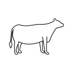 Cow icon. Simplified representation of a dairy cow, a staple in agricultural imagery, associated with milk and beef production. Ideal for agricultural businesses. Vector illustration.