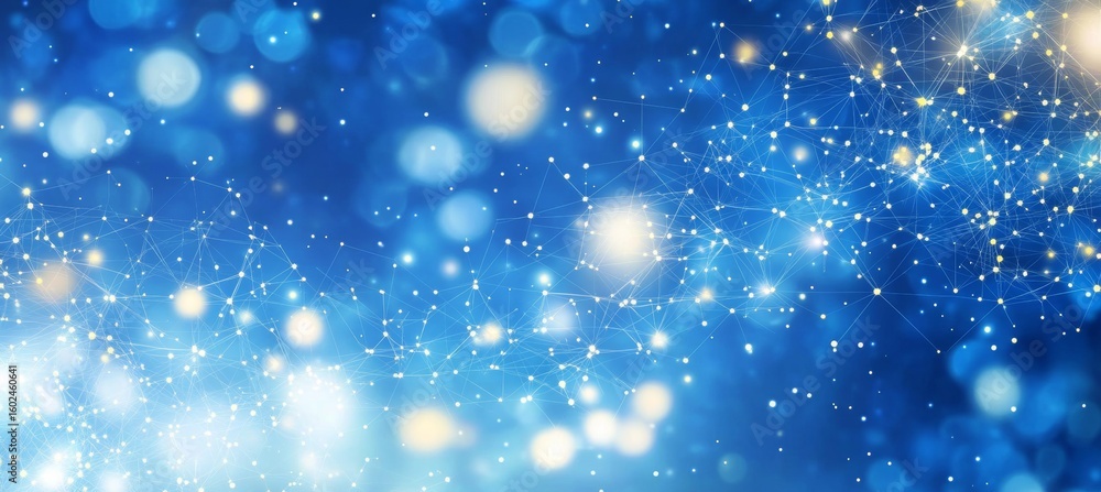Poster networked luminescence points and lines creating a striking blue technology background design