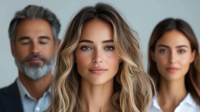 Confident Team: A close-up shot captures a professional group with poised demeanor, exuding confidence. This image is a symbol of teamwork, leadership, and success. 