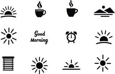 motivational morning, morning coffee icon,