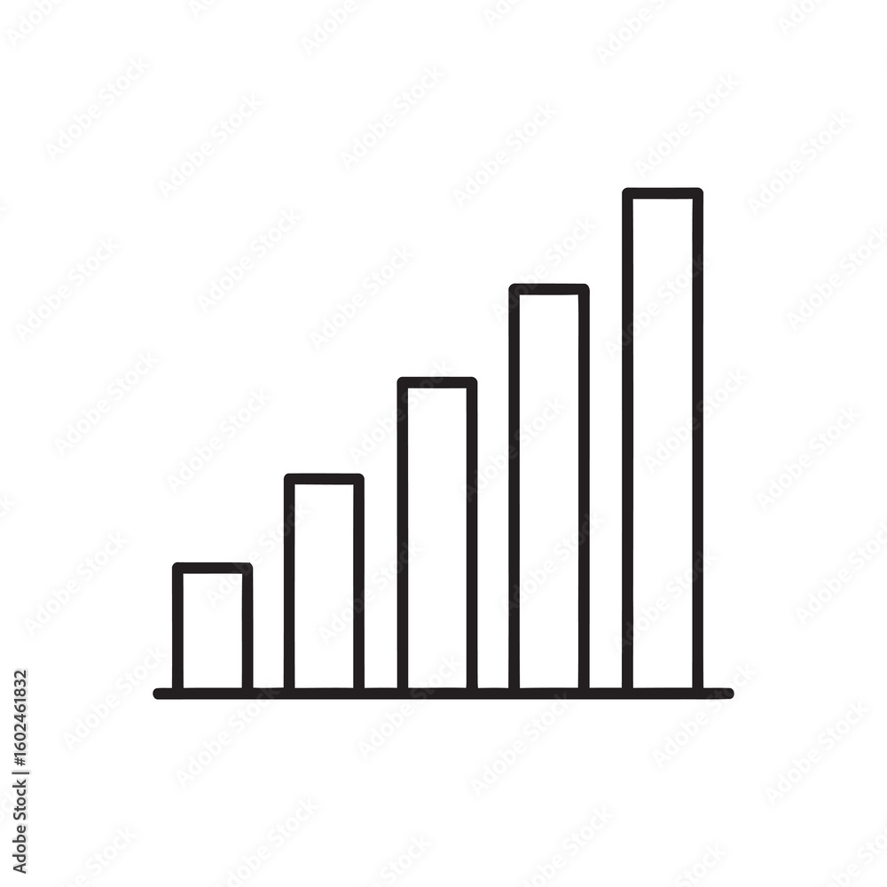 Poster growth chart icon with increasing bars for business progress and success data analysis and financial