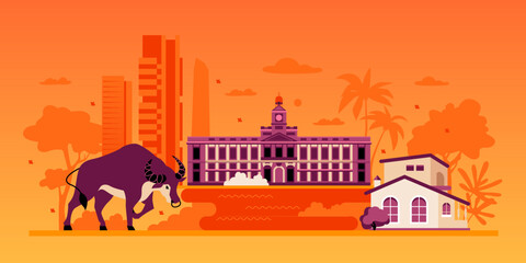 Travel to Spain - colorful flat design style illustration