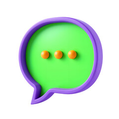 3d speech bubble icon with three dots isolated on transparent background