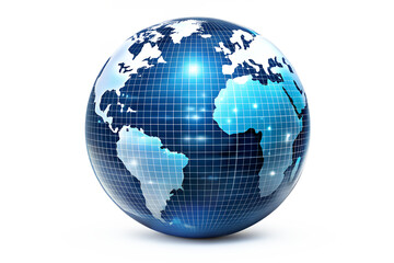 Fototapeta premium A digital globe representing global connectivity and technology isolated on transparent background