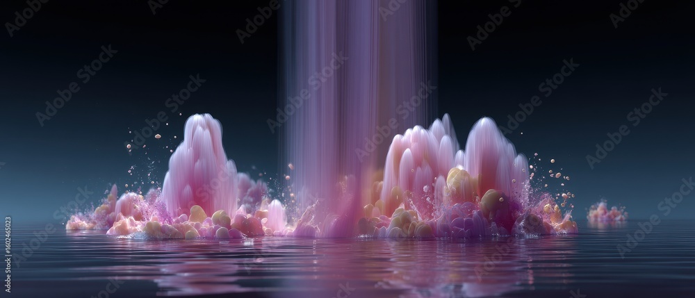 Poster enchanting cascading waterfall in dynamic flowing scene