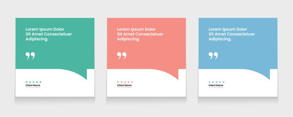 Naklejka premium Quote frames blank templates set. Set of speech bubble quotes template. Textbox isolated on a color background. Testimonials text in brackets, citation empty quote bubbles.