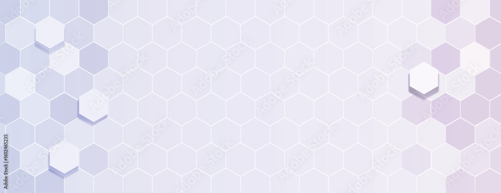 Poster geometric background with hexagonal pattern. light purple and white colors create a soft, modern tex