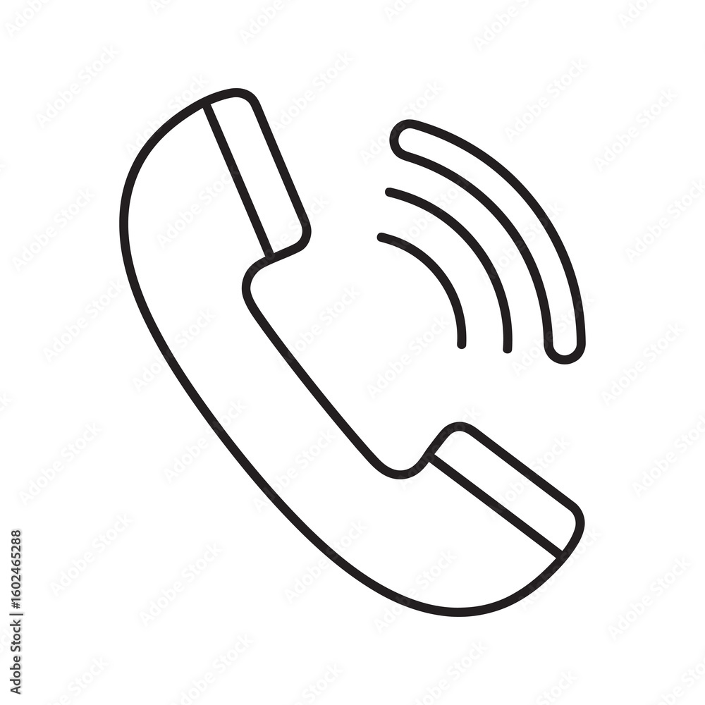 Poster phone call icon with sound waves for communication and conversation concept telephone receiver symbo