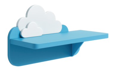 Brightly colored wall-mounted shelf with cloud designs, ideal for adding a playful touch to a playroom.