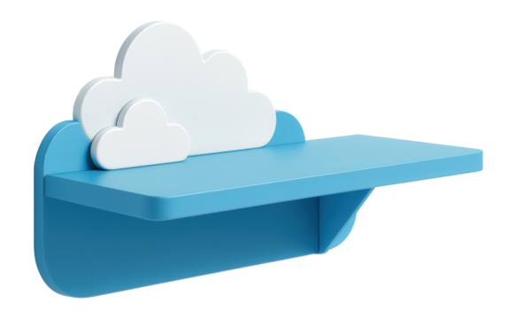 Brightly colored wall-mounted shelf with cloud designs, ideal for adding a playful touch to a playroom.