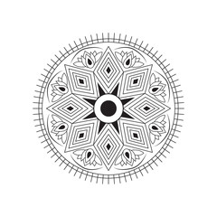 Hand Drawn Mandala Vector Illustration – Intricate Floral Circular Design in Line Art Style