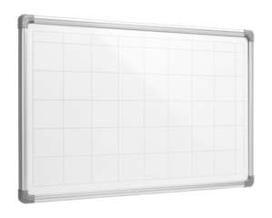 Large wall planner whiteboard for a home office, featuring grids for daily tasks and monthly schedules.