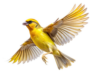 yellow bird flying sparrow  isolated on white background PNG, AI GENERATED