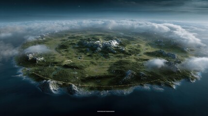 Open world gaming terrain map with island and terrain features for adventure design