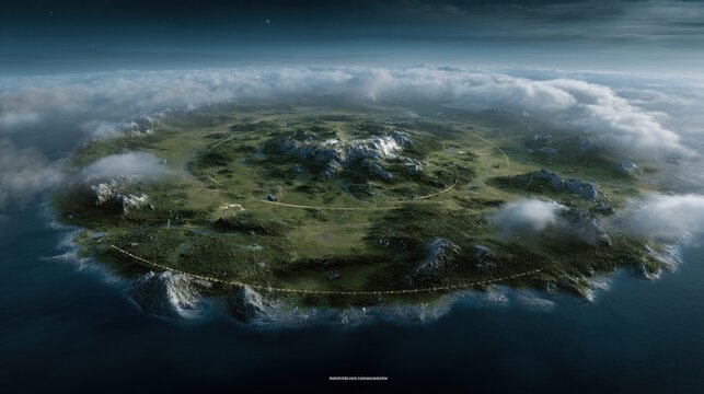 Open world gaming terrain map with island and terrain features for adventure design - Powered by Adobe