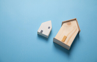 Wooden house model. Real estate concept
