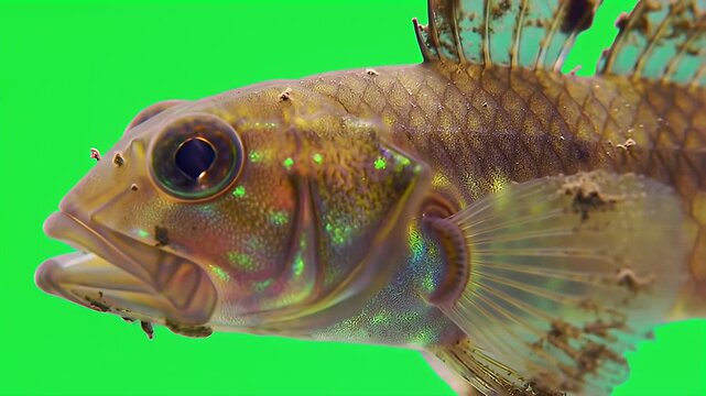 Close-Up of a Sculpin Fish on Green Screen