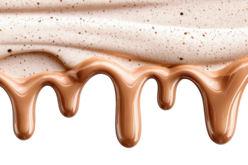 Creamy foundation texture flowing, blending and dripping with a transparent background