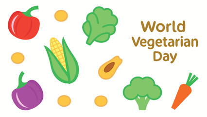 World Vegetarian Day illustration with colorful vegetables