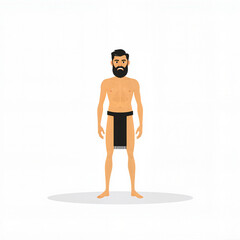 Indigenous man with a loincloth standing on plain background with copy space for illustration